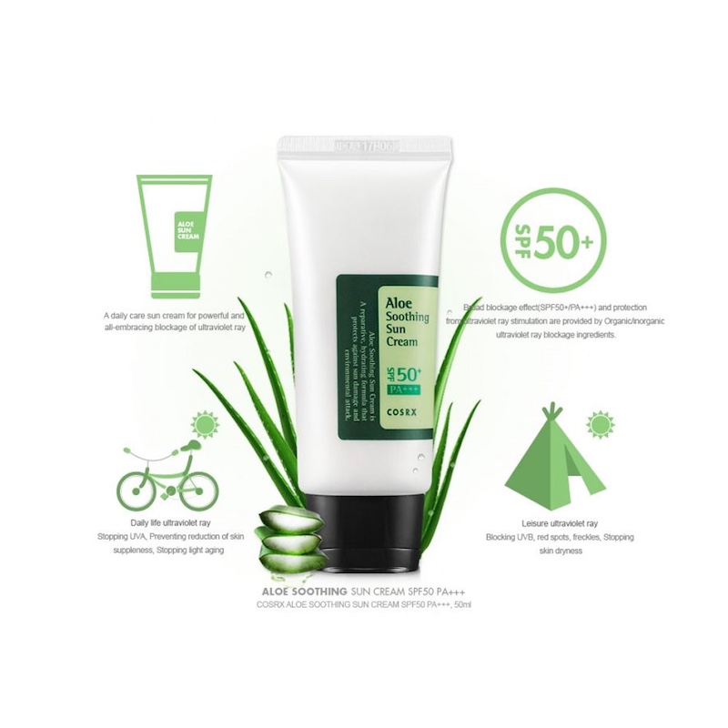 کرم ضد آفتاب کوزارکس SPF50 مدل ALOE SOOTHING آلوورا اورجینال