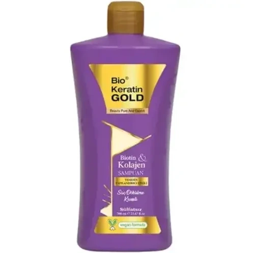 شامپو بیو کراتین گلد Bio Keratin Gold Biotin&Kolojen حاوی بیوتین و کلاژن 700 میل